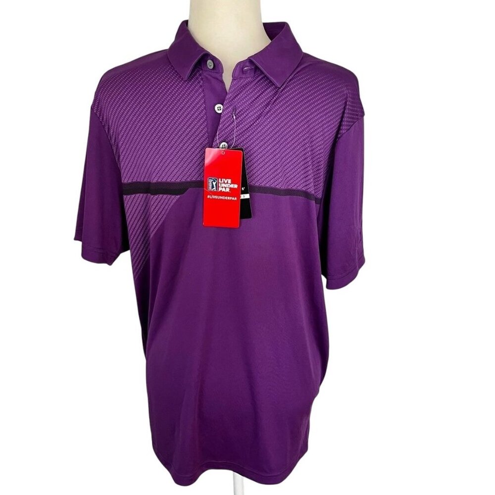 PGA Tour Pro Series Athletic Fit Men's Size Medium Purple Polo Shirt